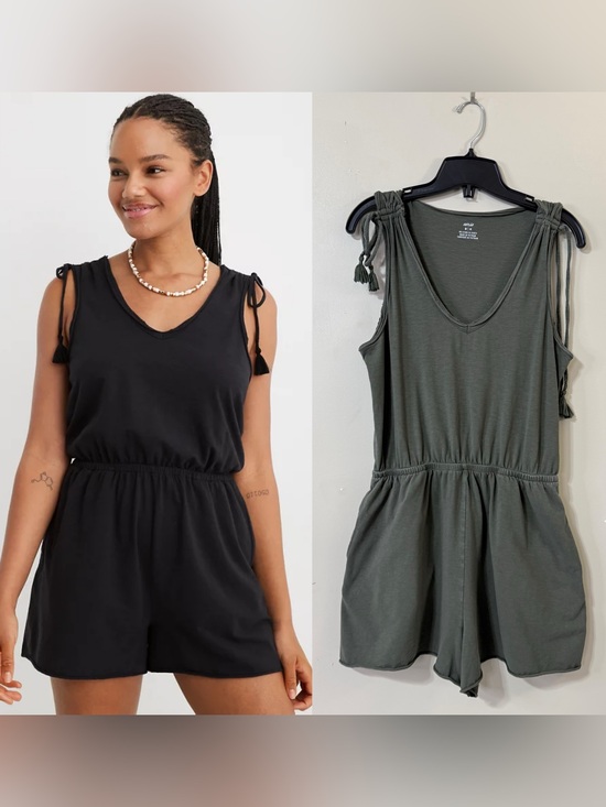aerie Pants - Aerie Pleated Romper Olive Green size Medium